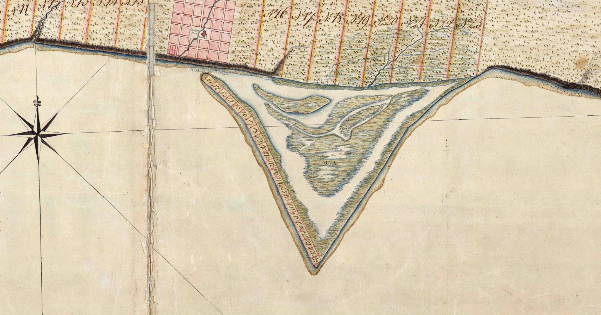 John Collins, 6 septembre 1765. A plan of Paspébiac, Baie-des-Chaleurs, in the Province of Quebec. BAnQ, E21,S555,SS1,SSS23,PP.3