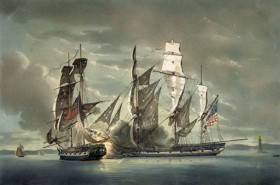 Des corsaires américains attaquant un navire britannique. Source: American War for Independence at Sea.